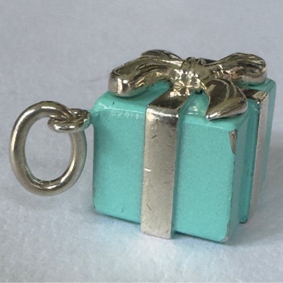Tiffany & Co. Sterling Gift Box Present Blue Enamel Charm Pendant - Germany - Picture 4 of 8
